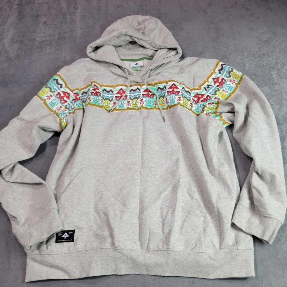 LRG Hoodie Women 2XL Gray Graphic Pullover Tribal Print Streetwear Fleece‎ LRG